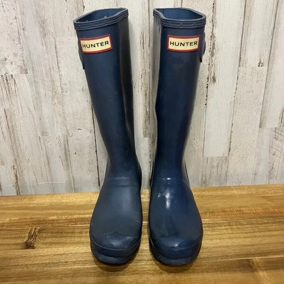 Hunter Women's Original Tall Rain Boots Navy Blue Size 5 - Picture 1 of 8